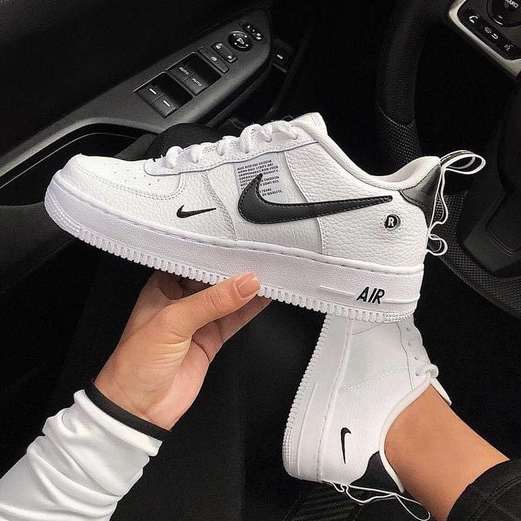 Custom Air Force 1 White Black Swoosh