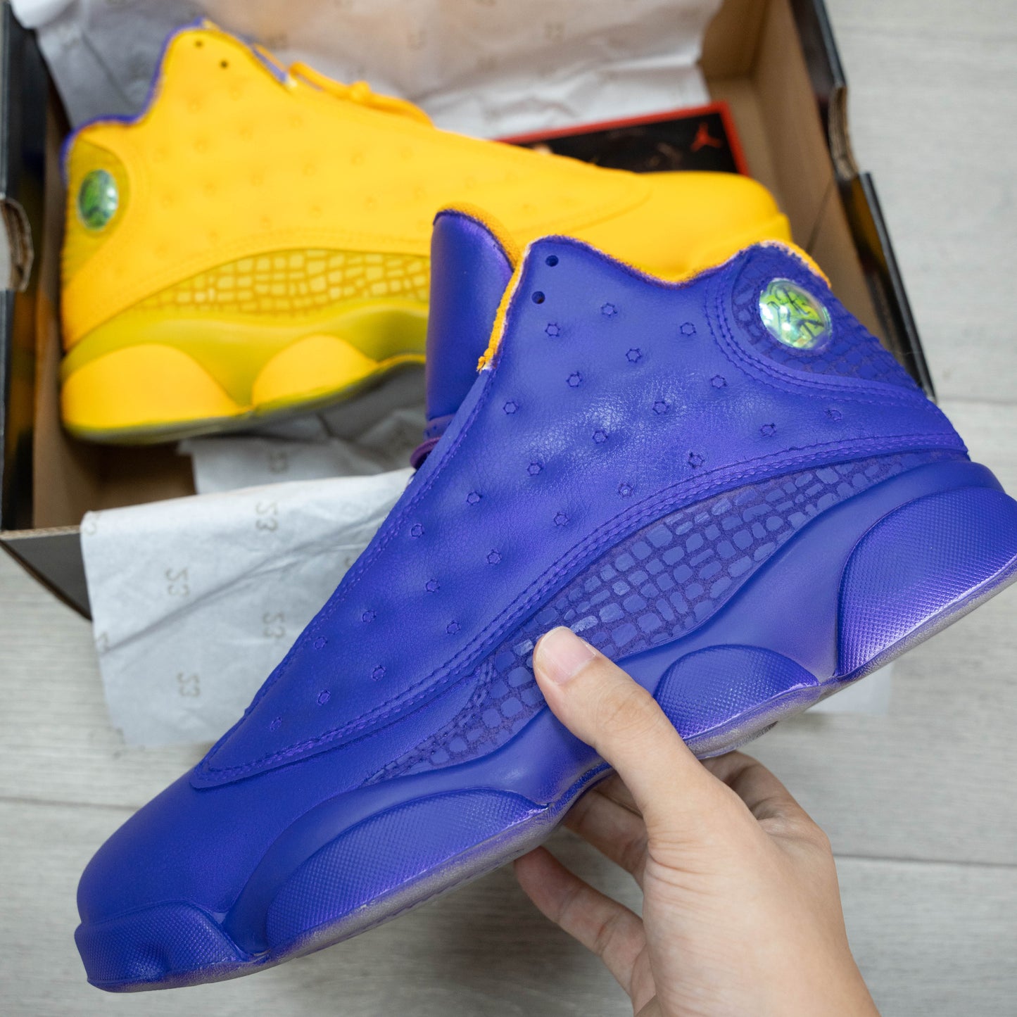 Purple Yellow Custom Air Jorden 13