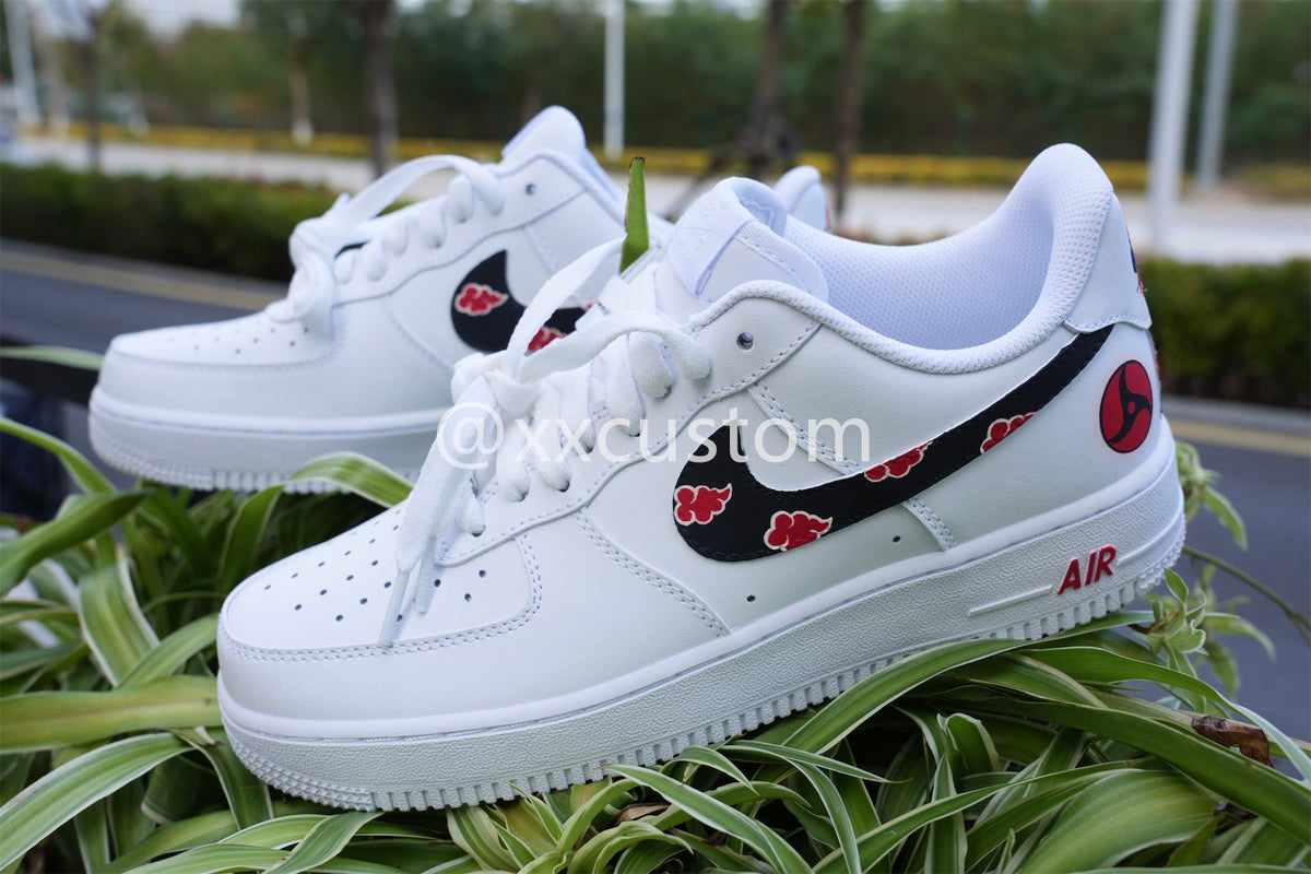 Custom Air Force 1 Black Red Cloud Swoosh