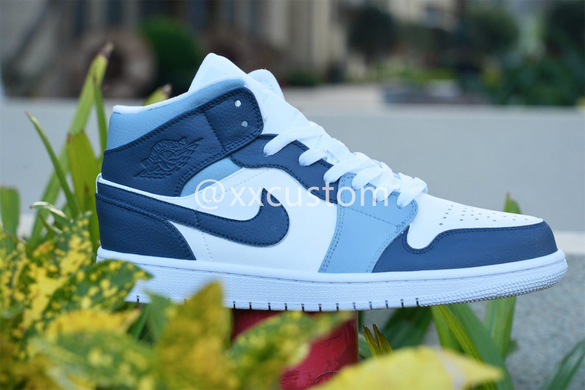White Light Dark Blue Custom Air Jordan 1