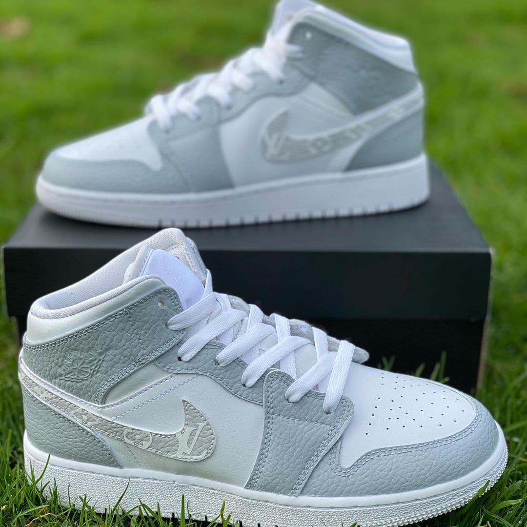 Gray LV Custom Air Jordan 1
