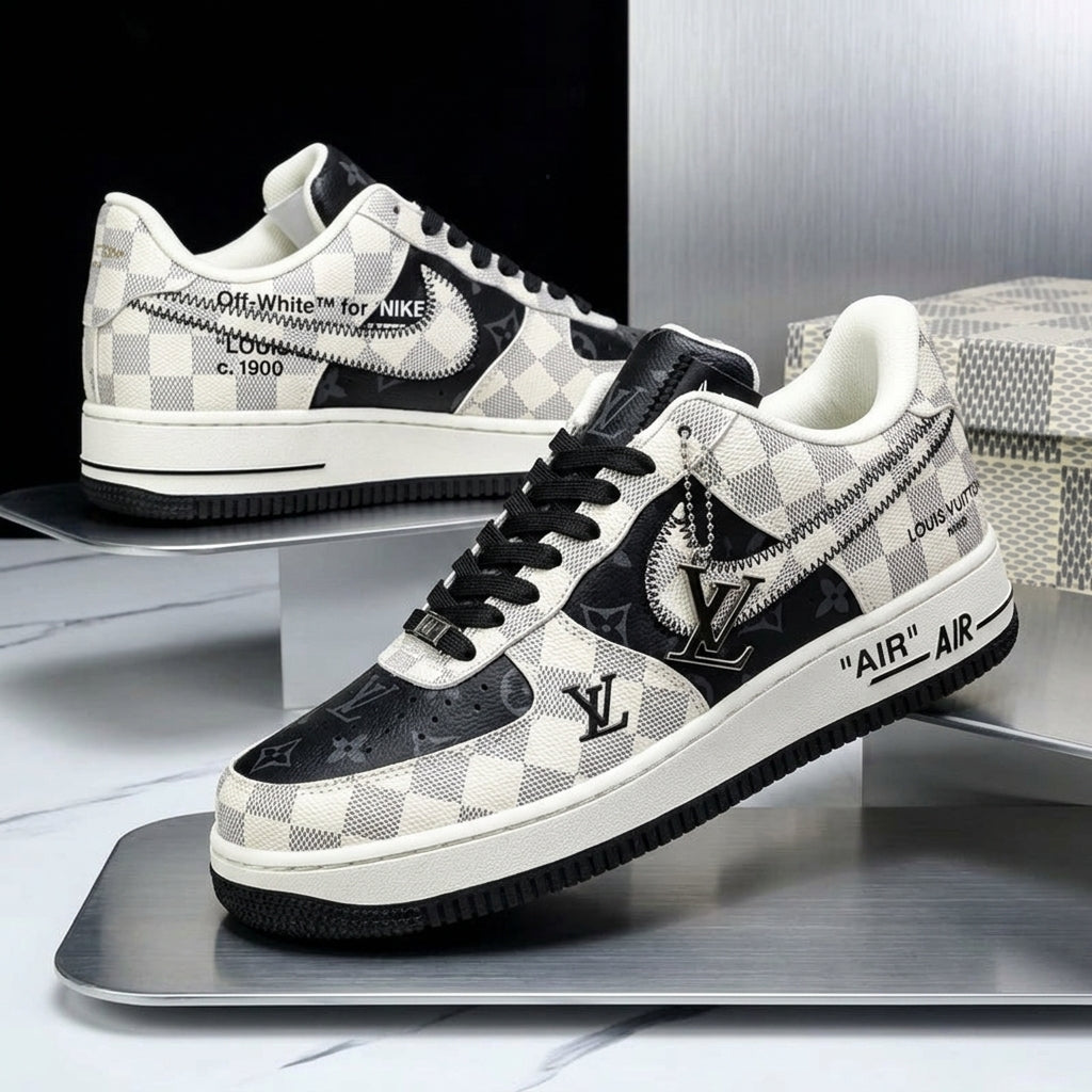 Custom Hand Painted Checkerboard Air Force 1 Sneakers