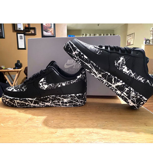 Black White Hand Painted Splash Custom Air Force 1
