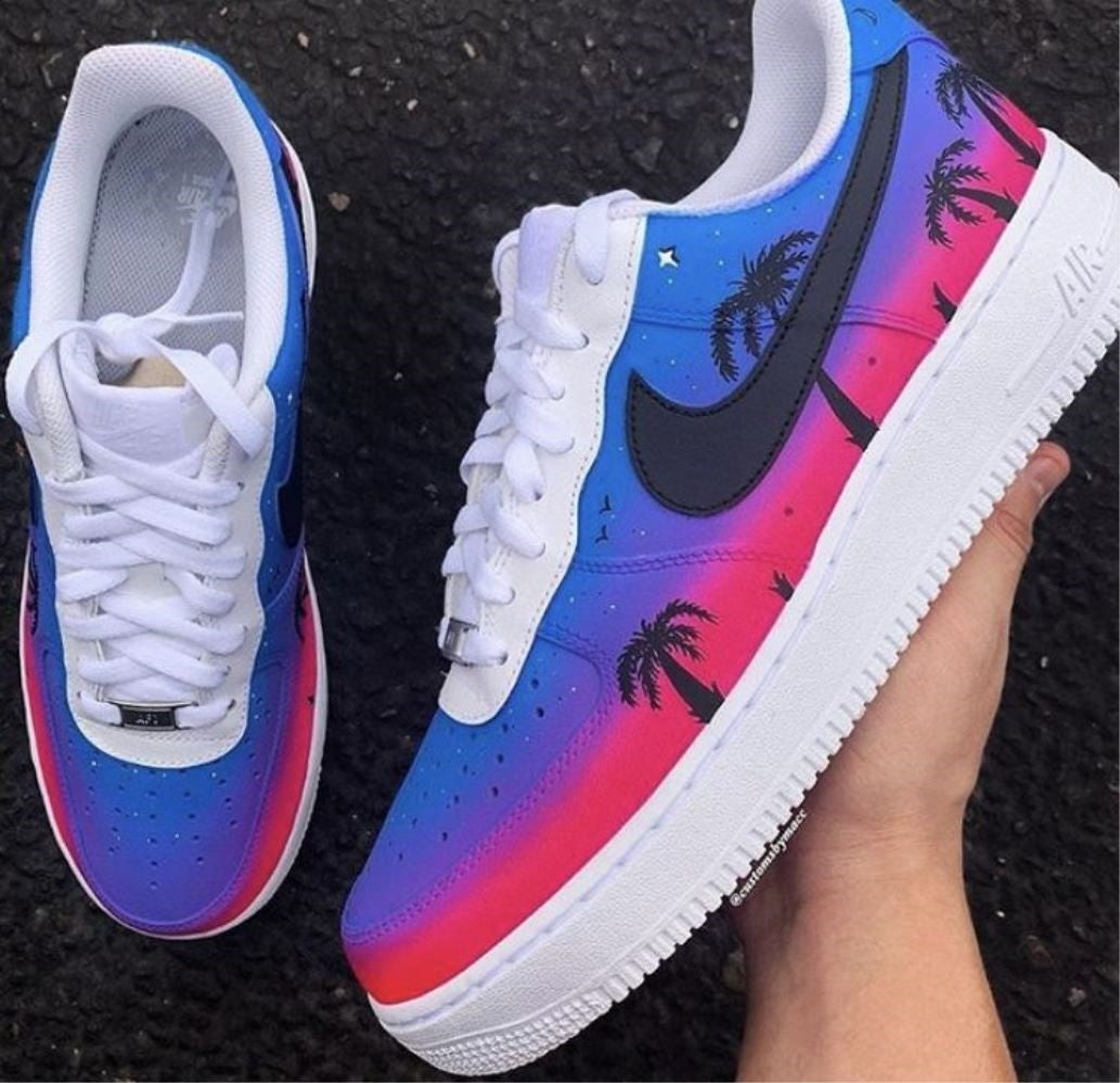 Purple Red Coconut Tree Custom Air Force 1