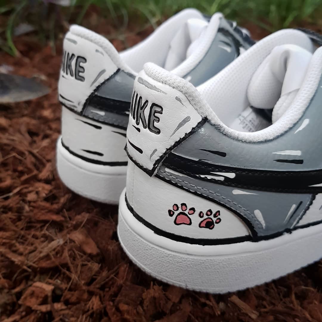 Gray Black White Cartoon Custom Nike Court