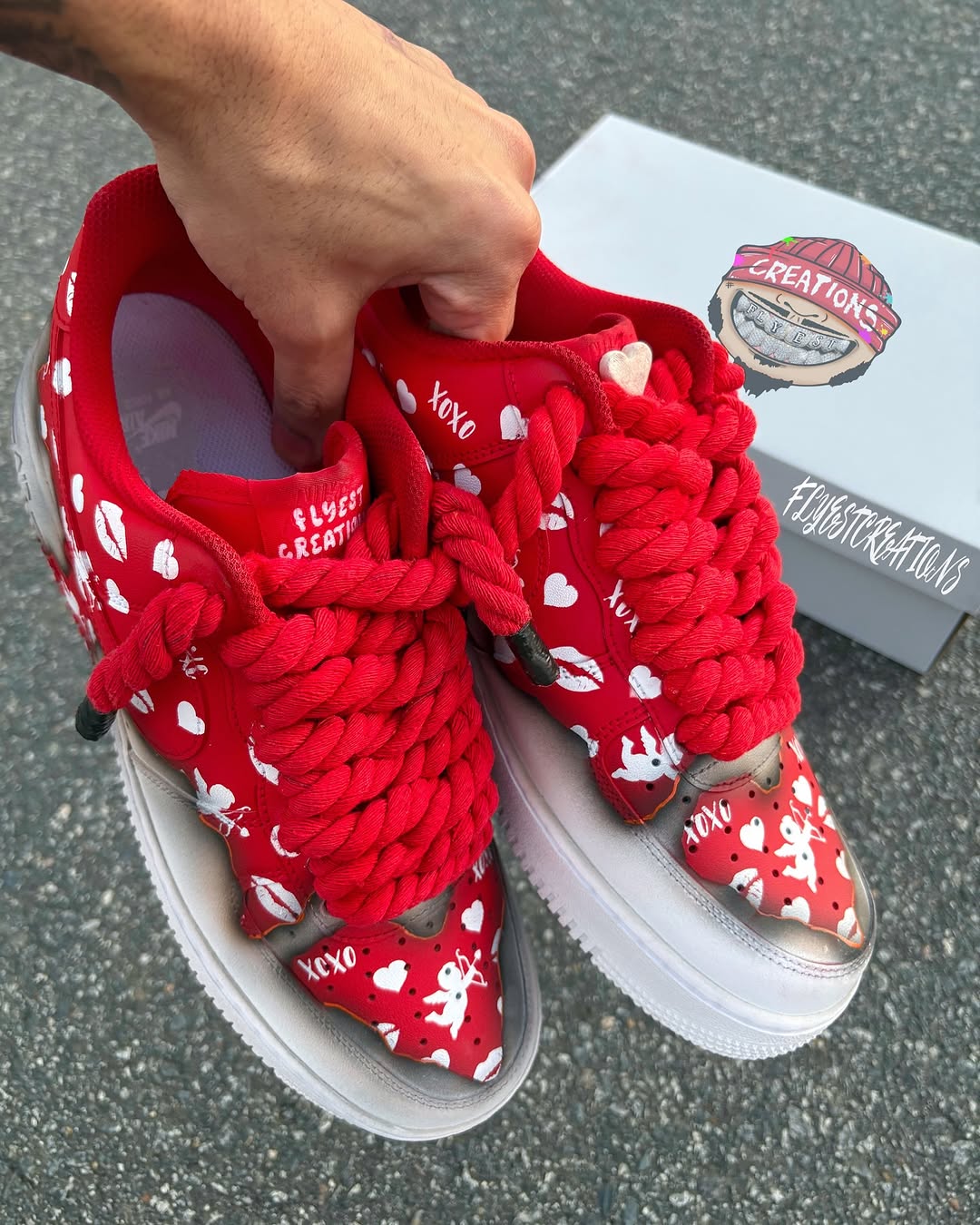 Hand Painted Red Cupid Custom Air Force 1 Sneakers