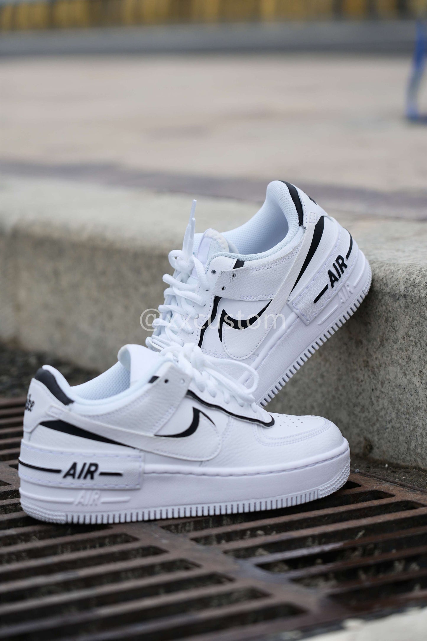 Custom Air Force 1 Black White Shadow