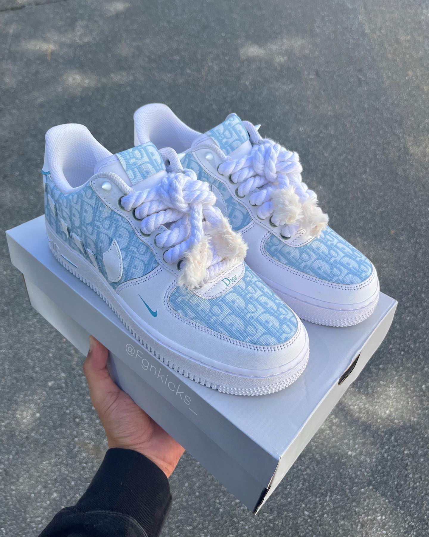 Hand Painted Light Blue Custom Air Force 1 Sneakers