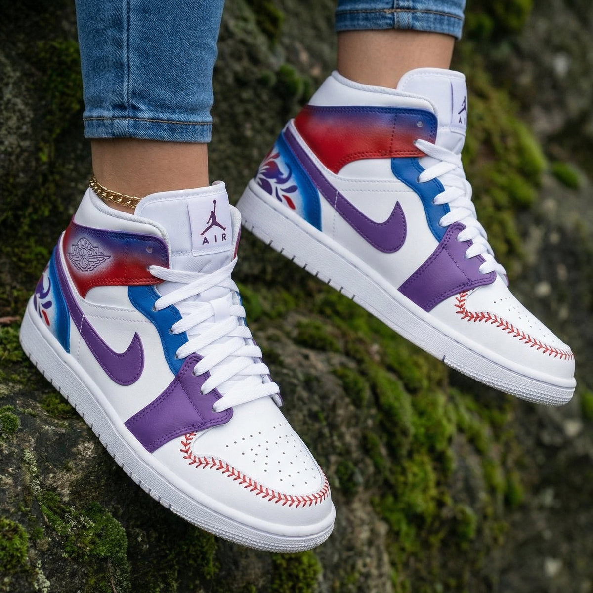 Baseball Theme Red Blue Custom Air Jordan 1