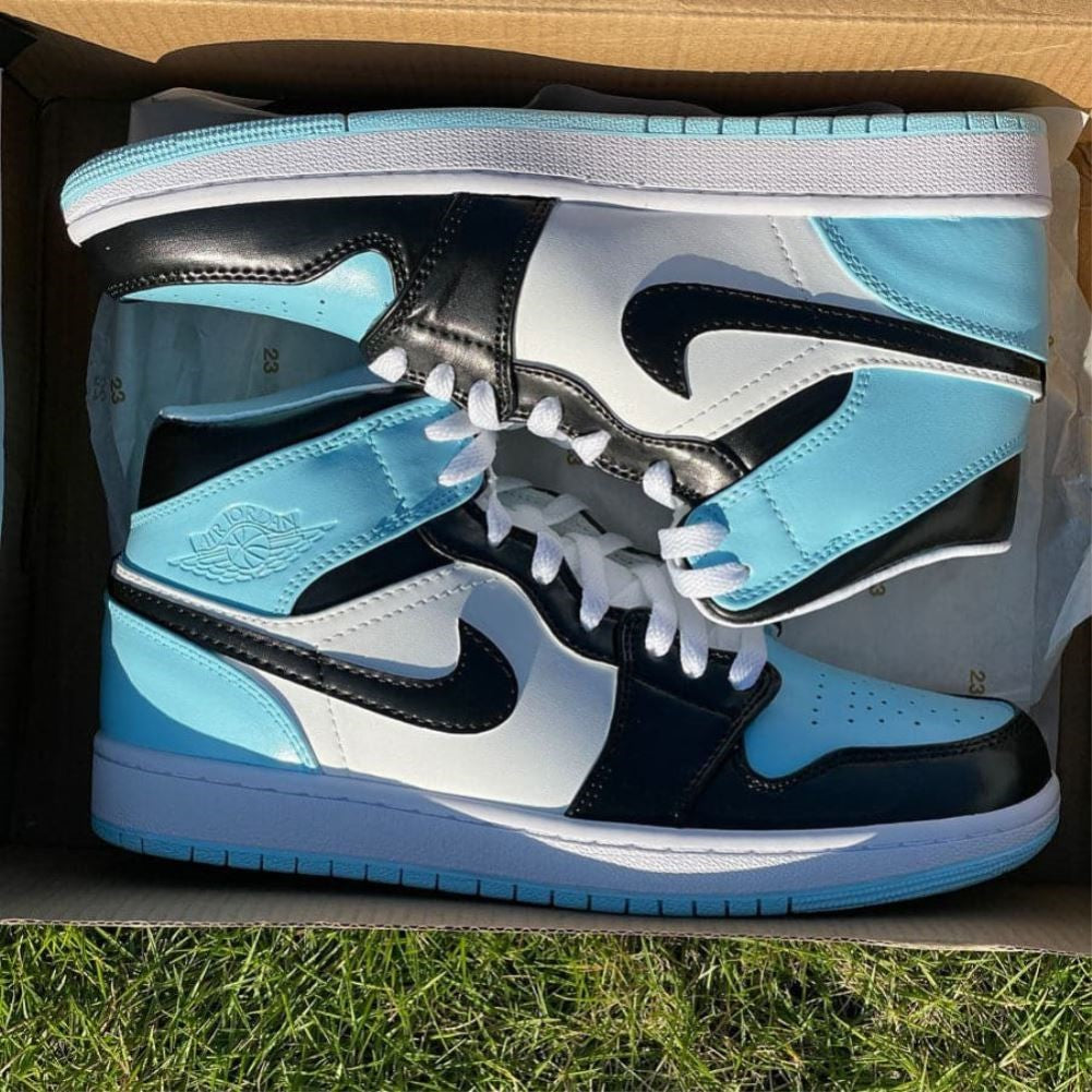 Black Blue Smooth Custom Air Jordan 1