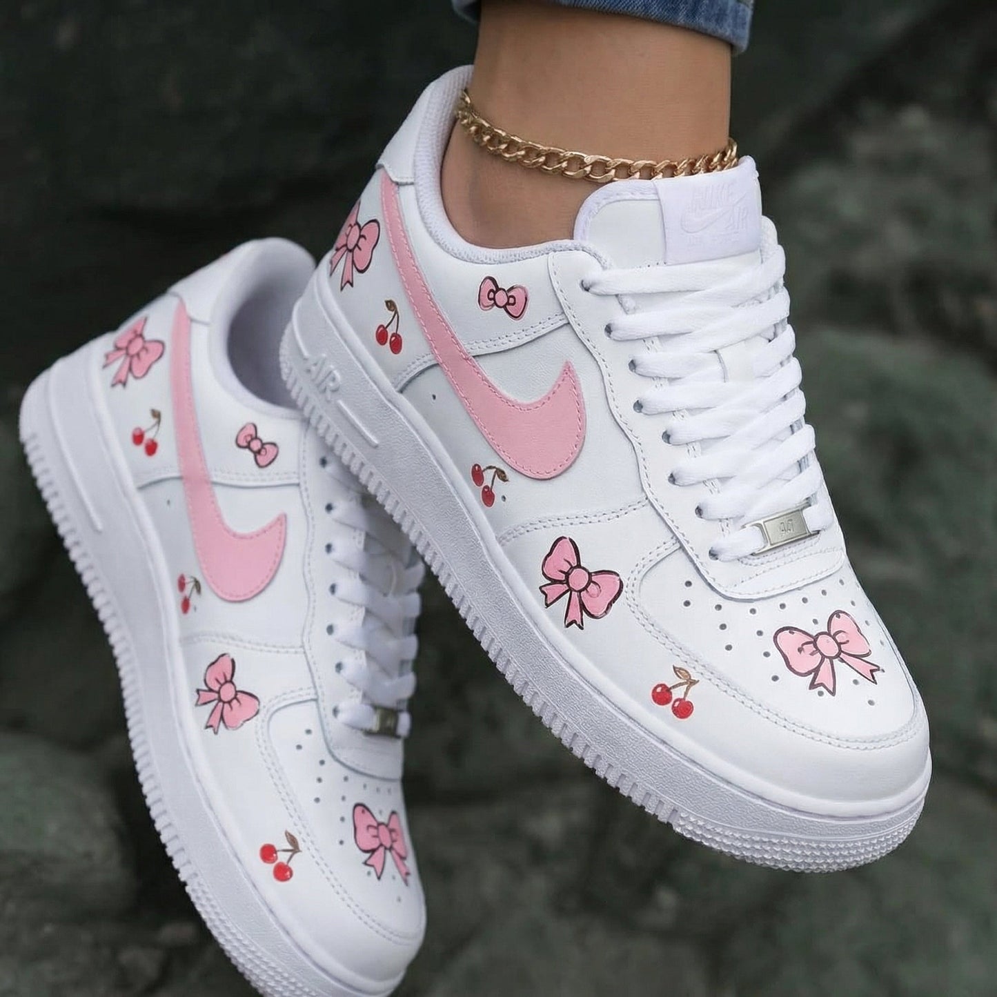 Bows Cherries Baby Pink Custom Air Force 1