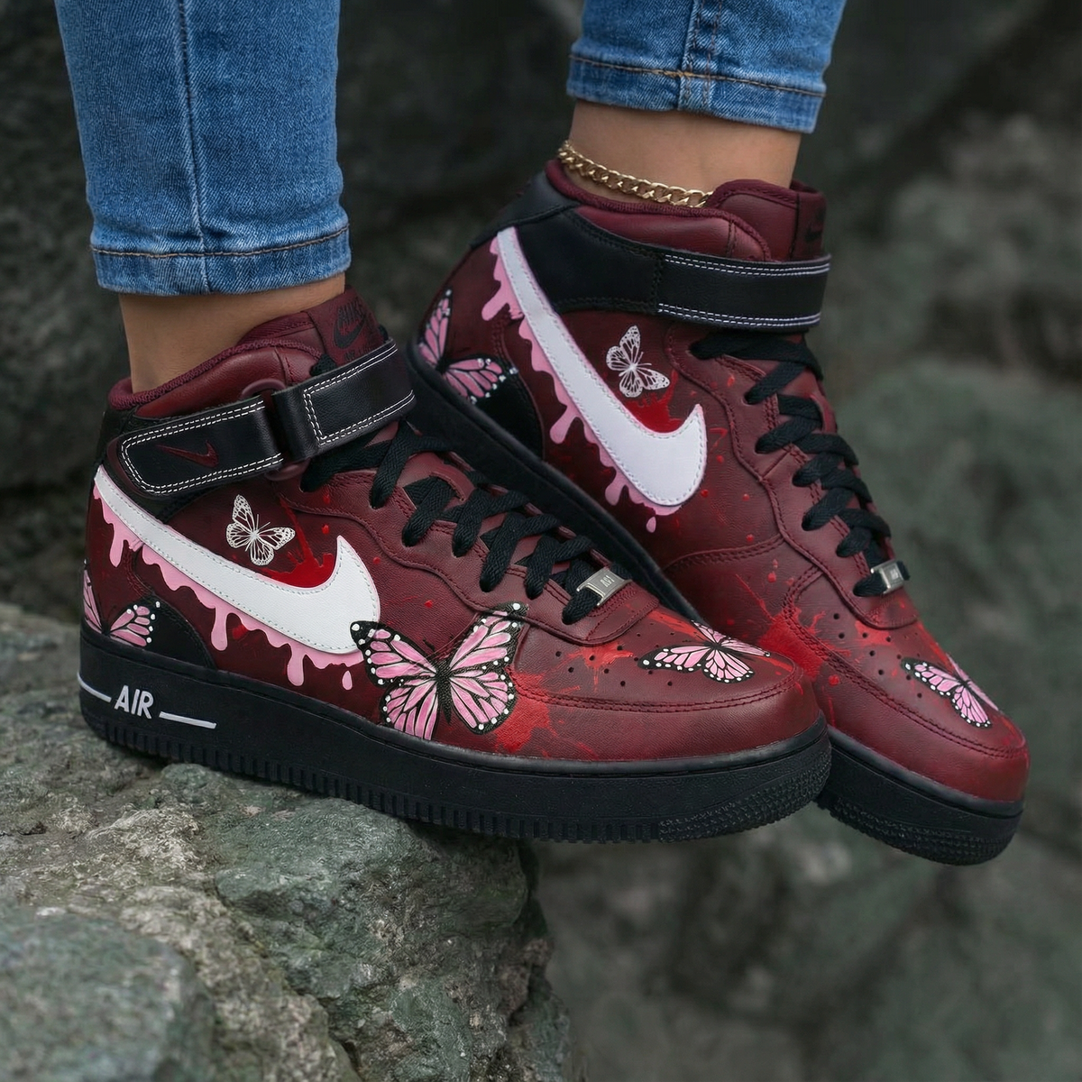 Butterflies Maroon Custom Air Force 1