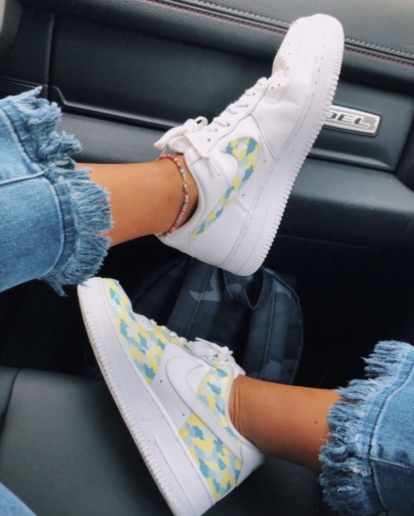Camouflage Baby Blue Yellow Custom Air Force 1