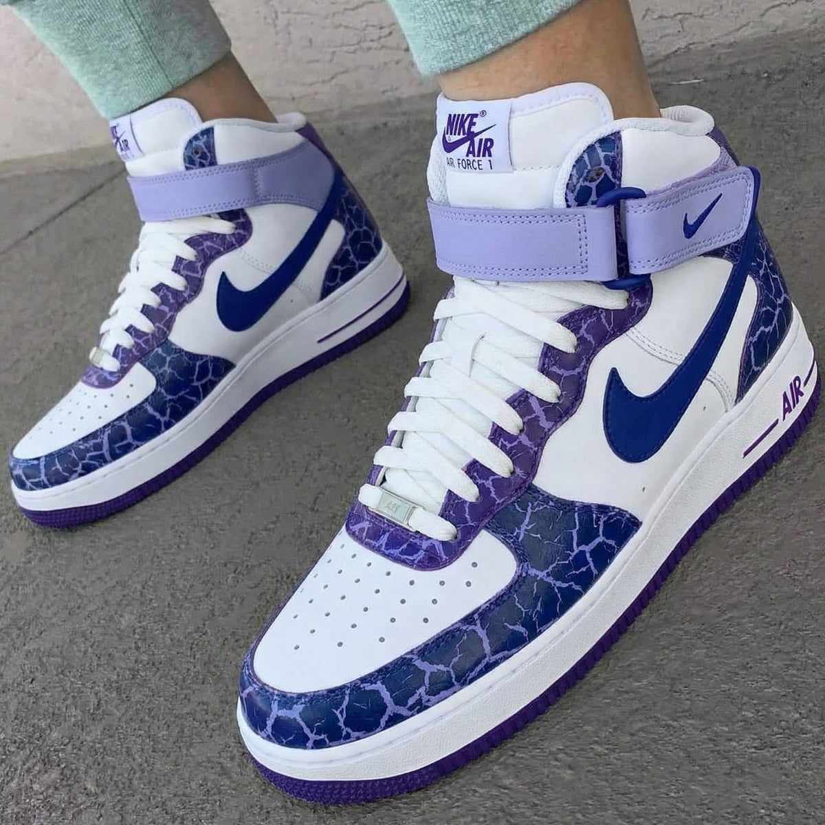 Cracked Pattern Purple Blue Custom Air Force 1