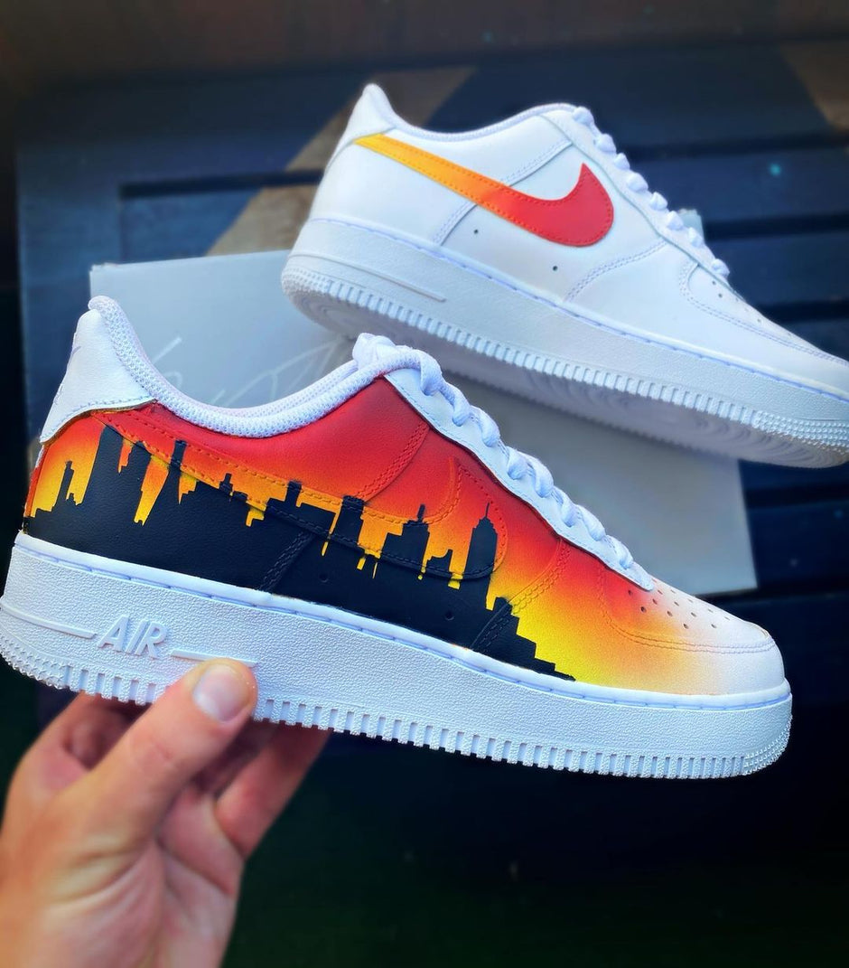 Custom Air Force 1 White Cityscape Design