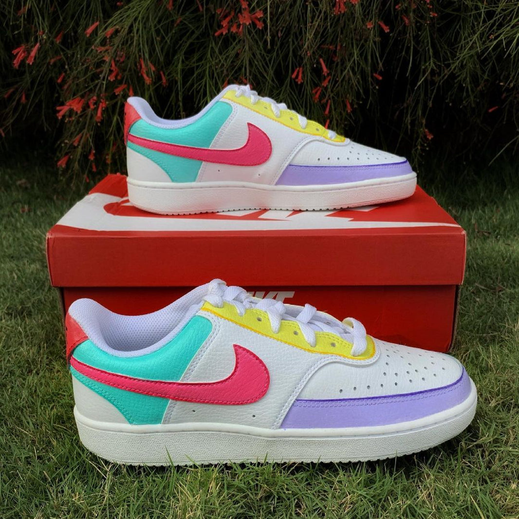 Custom Nike Court Vision White With Multicolor Accents