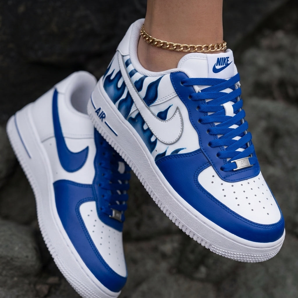 Flame White Blue Custom Air Force 1