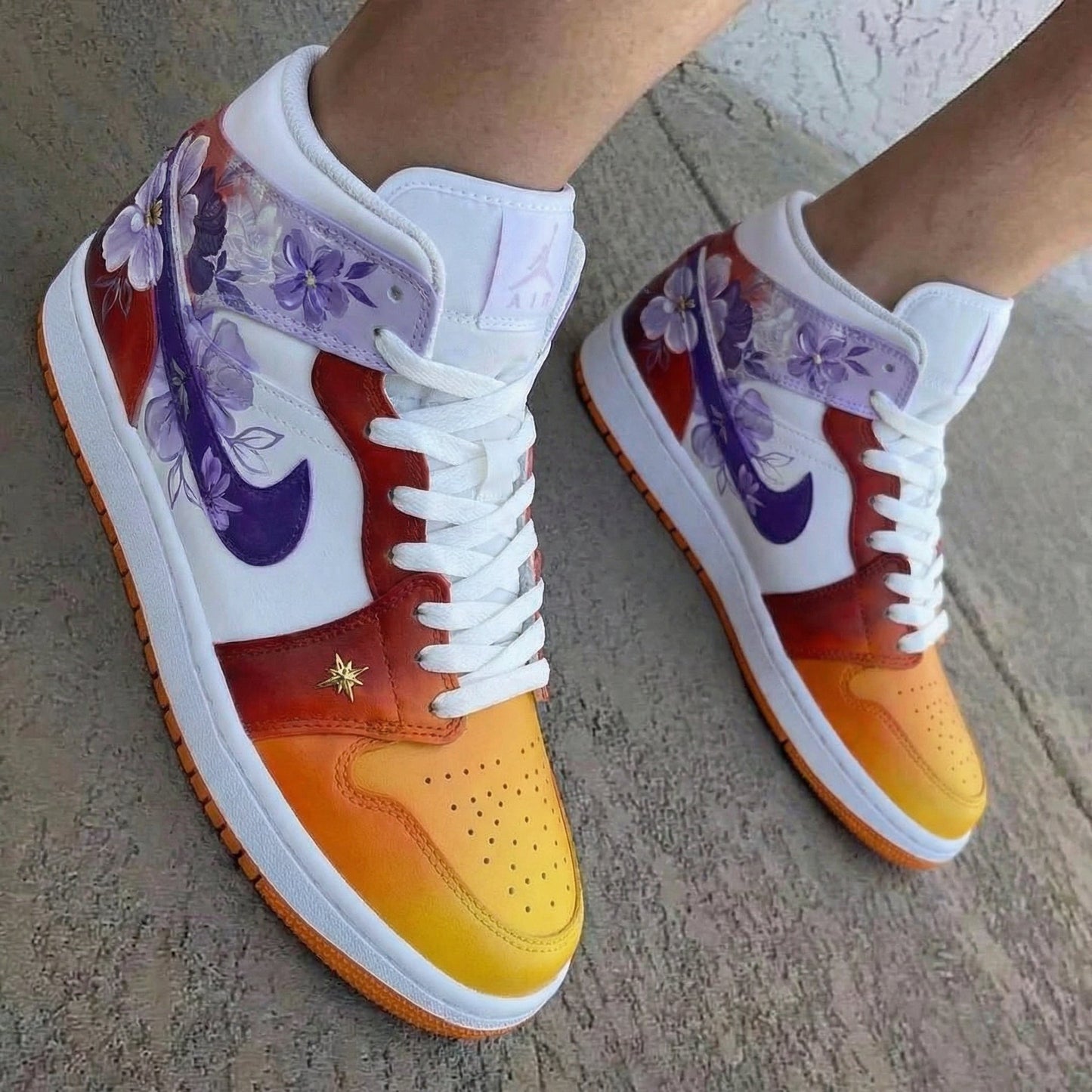 Floral Red Orange Purple Custom Air Jordan 1
