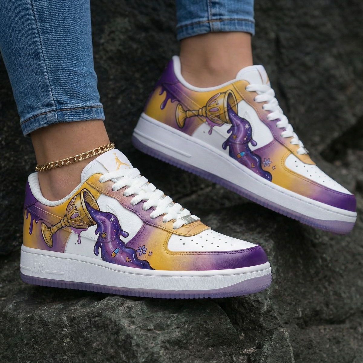 Goblet Pattern Yellow Purple Custom Air Force 1