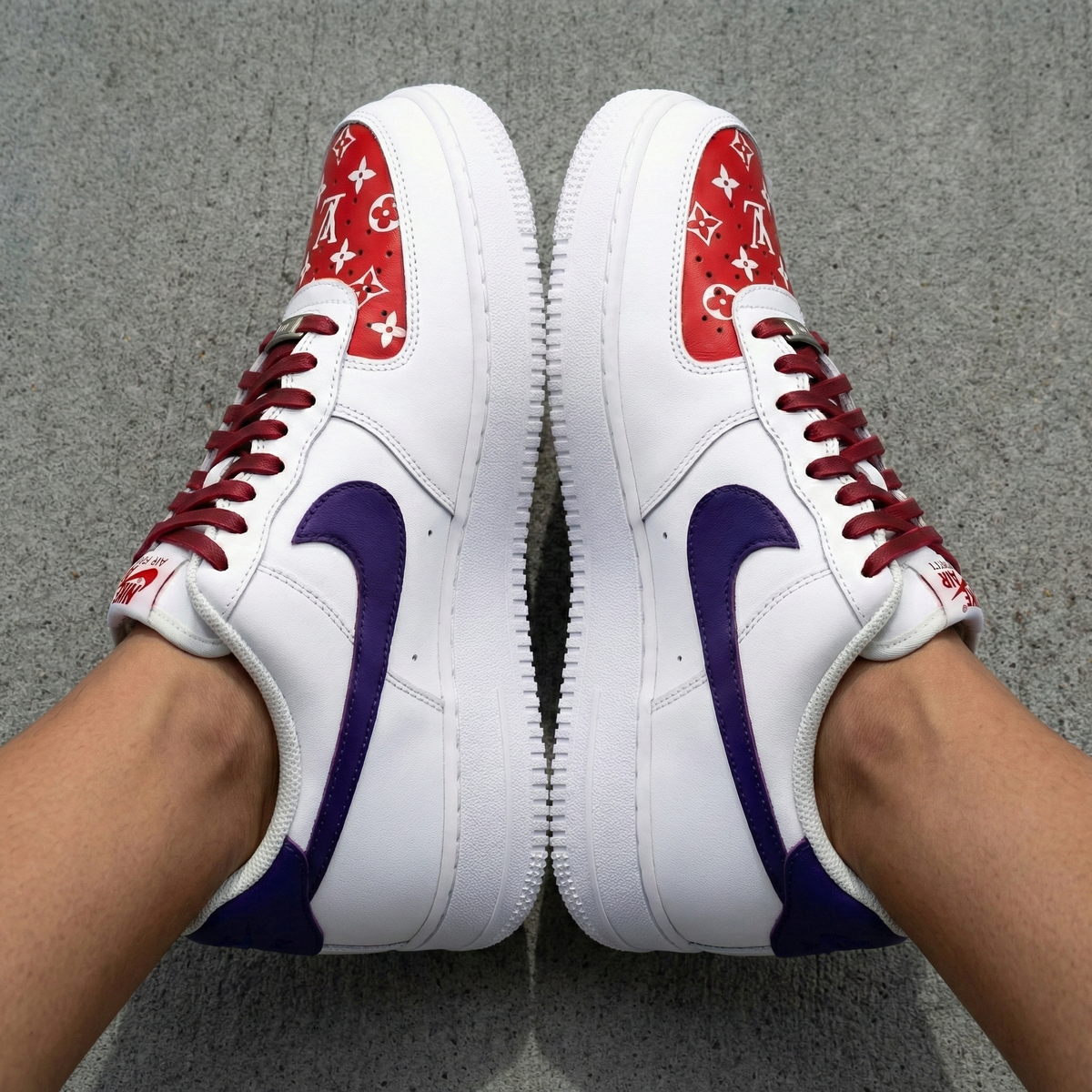 LV Monogram Red Purple Custom Air Force 1