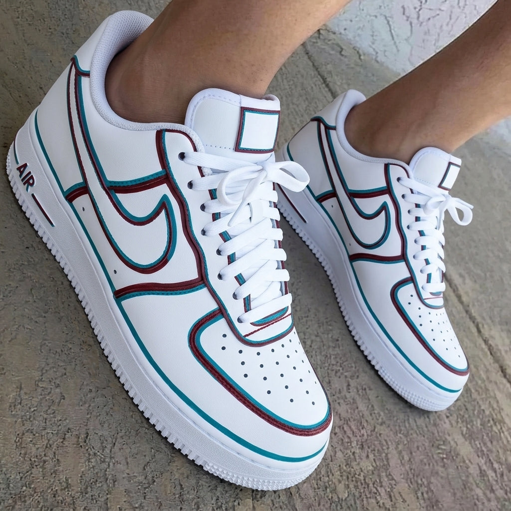 Outline Maroon Teal Custom Air Force 1