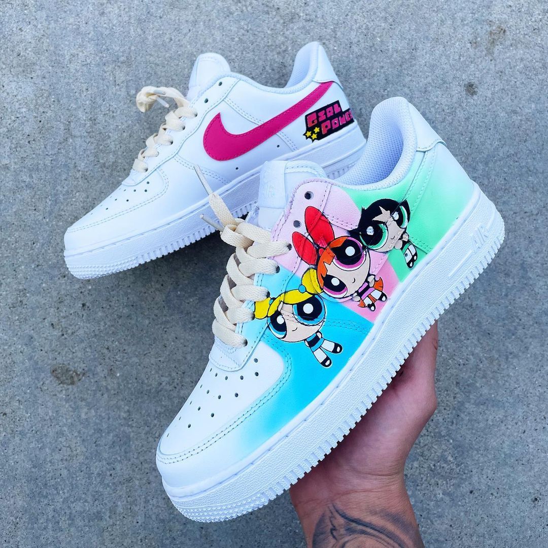 Powerpuff Girls White Custom Air Force 1