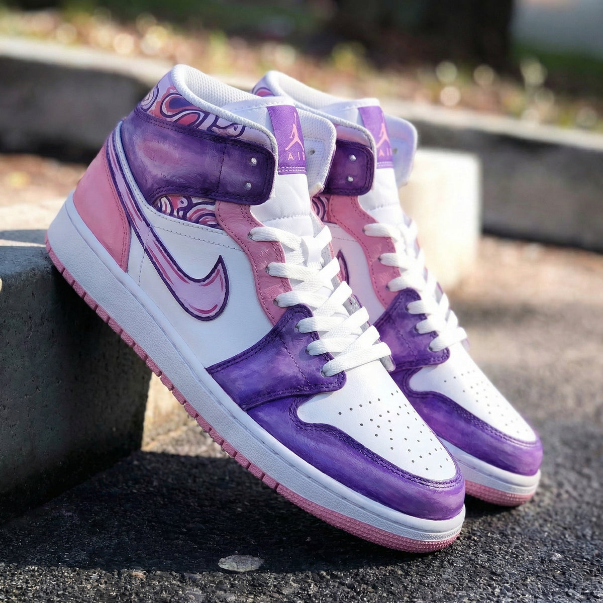 Psychedelic Pattern Baby Pink Purple Custom Air Force 1