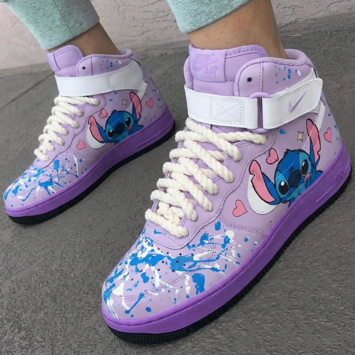 Stitch Themed Lavender Custom Air Force 1
