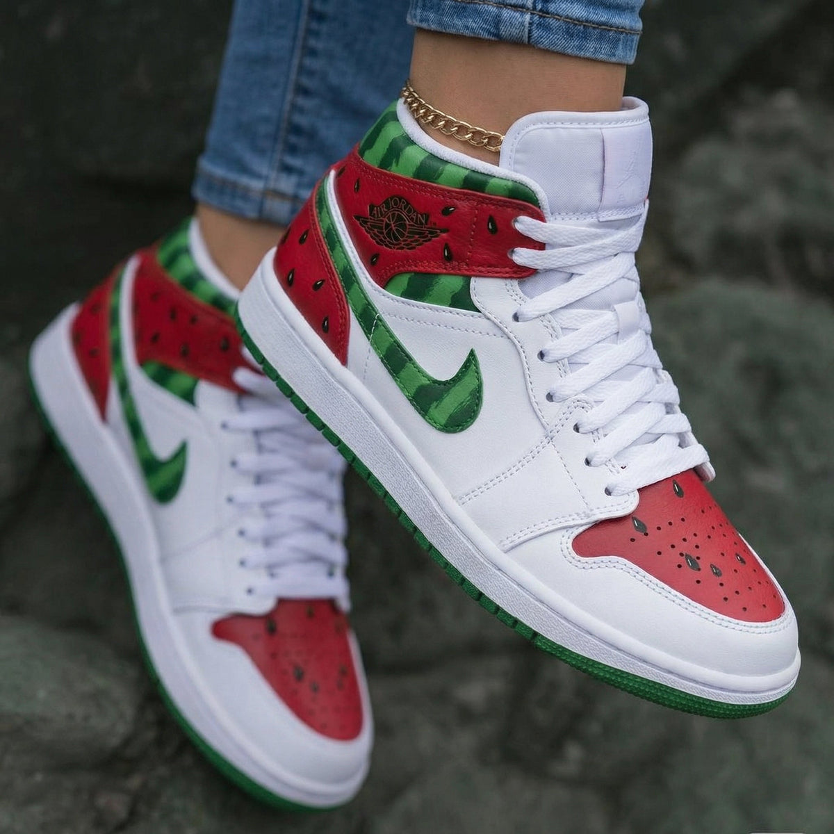 Watermelon Red Green Custom Air Jordan 1
