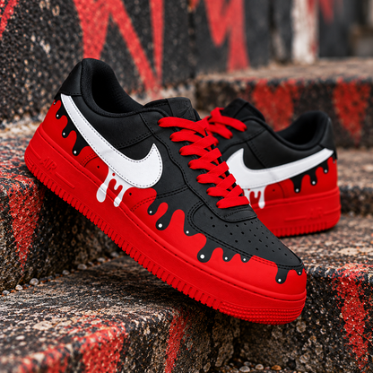 Custom Sneaker Red Black Drip