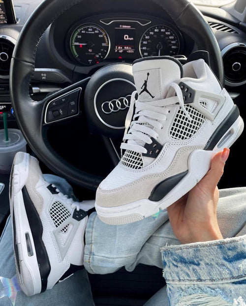 Custom Air Jordan 4 White Grey Black