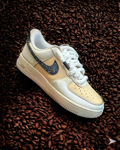 Thick Lace  Retro Design Yellow White Black Custom Air Force 1