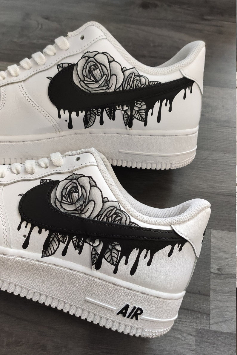 Custom Sneaker Rose Black Drips
