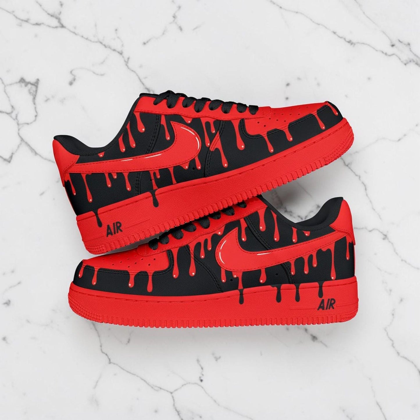 Custom Sneaker Red Black Drip
