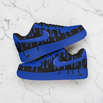 Custom Sneaker Black Blue Drip Trend
