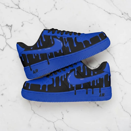 Custom Sneaker Black Blue Drip Trend