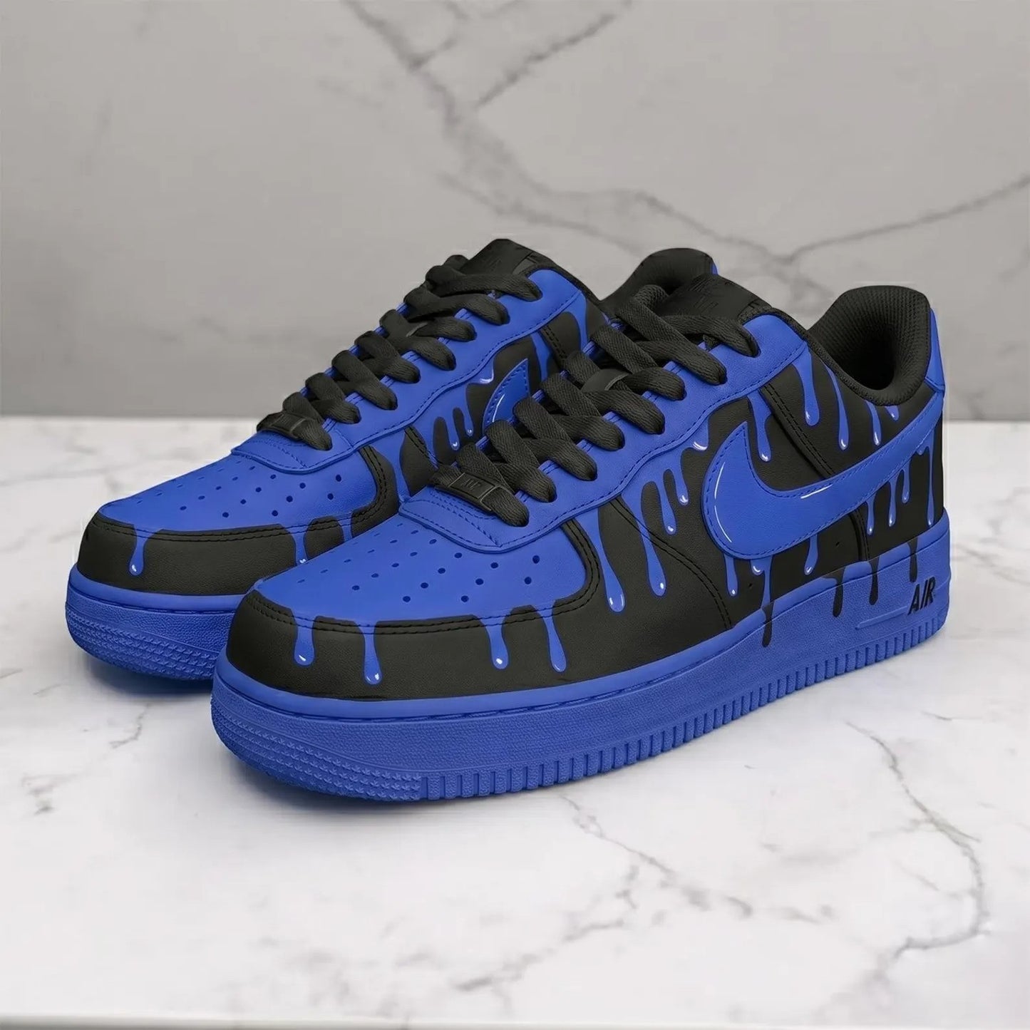 Custom Sneaker Black Blue Drip Trend