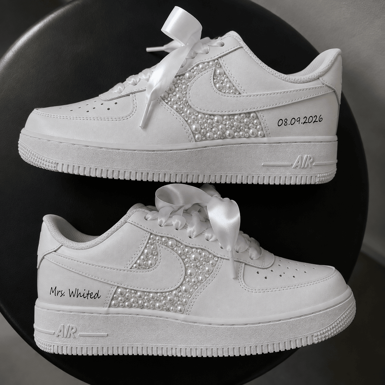 Personalized Side Panel Pearl & Crystal Bridal Custom Sneaker - bridal custom sneaker