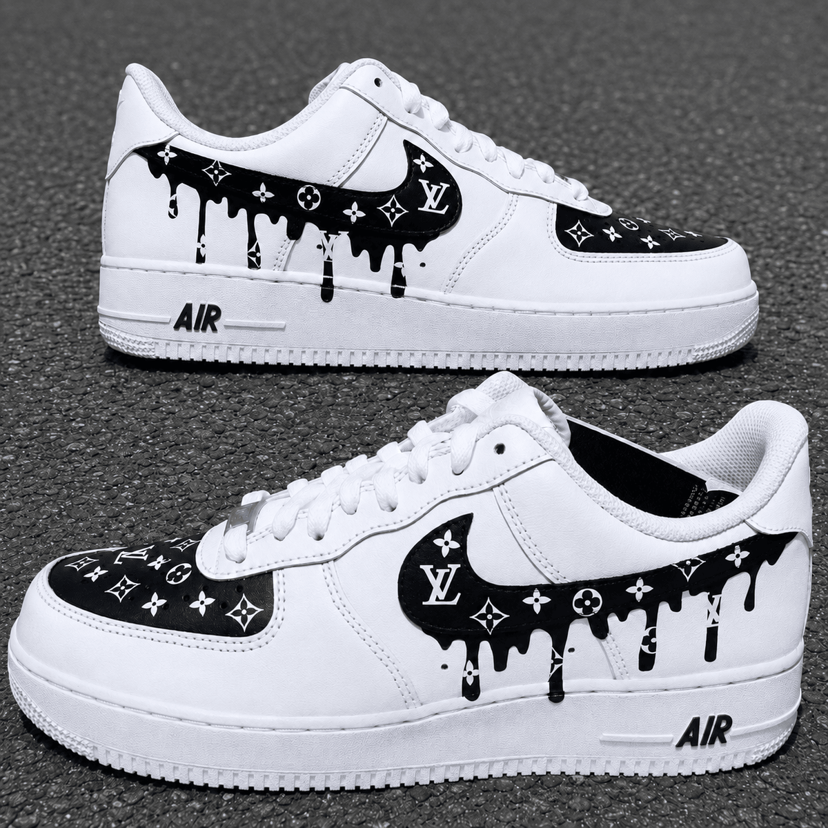 Custom Sneaker Black Drip Monogram