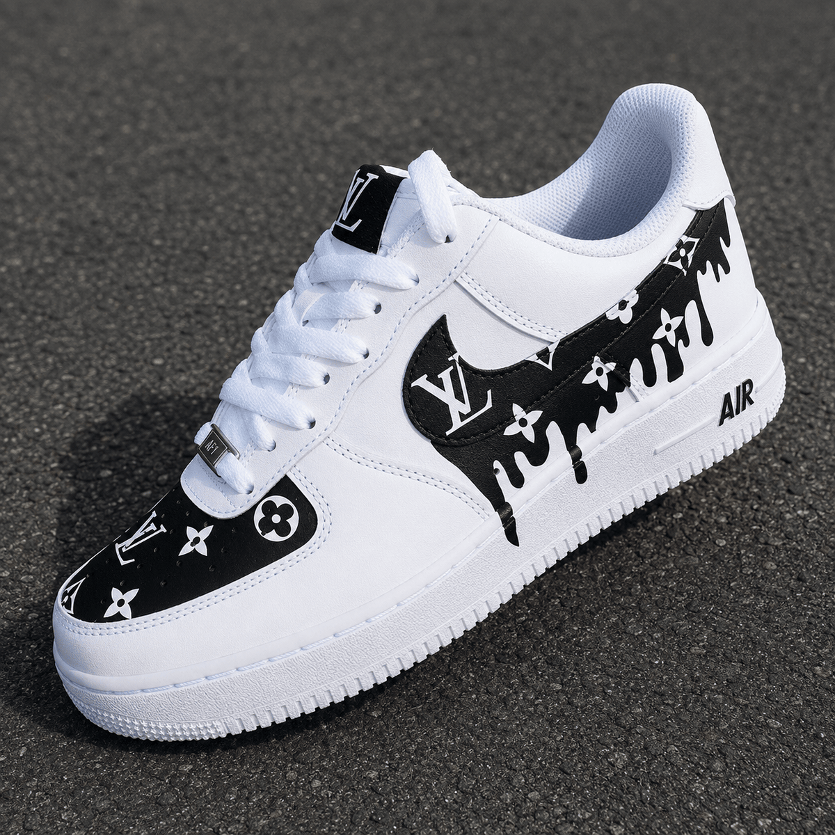 Custom Sneaker Black Drip Monogram