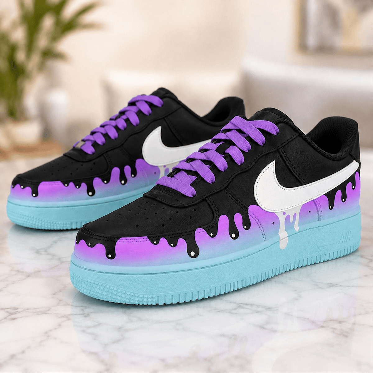Custom Sneaker Purple Blue Drip