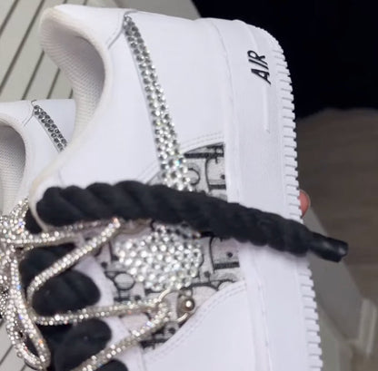 Custom Hand Painted Rhinestone Air Force 1 Sneakers
