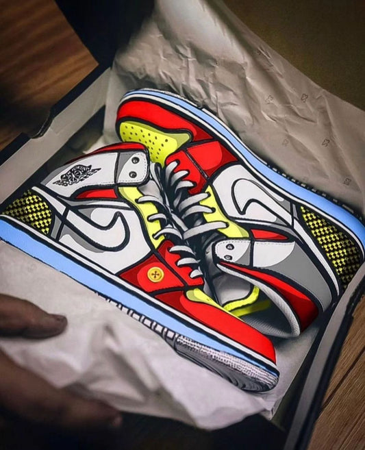 Red Yellow Gray Custom Air Jordan 1