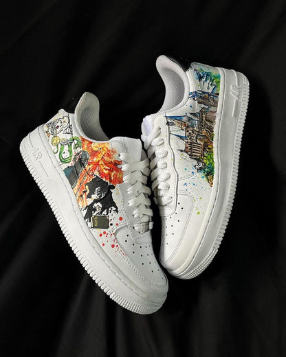 Cartoon Castle Phoenix Orange Black Green Custom Air Force 1