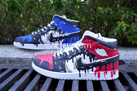Dripping Black Red Blue Custom Air Jordan 1