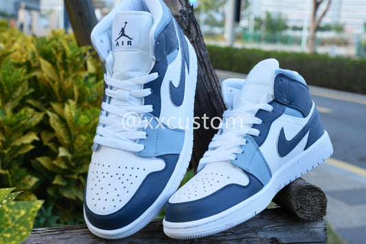 Dark Light Blue White Custom Air Jordan 1