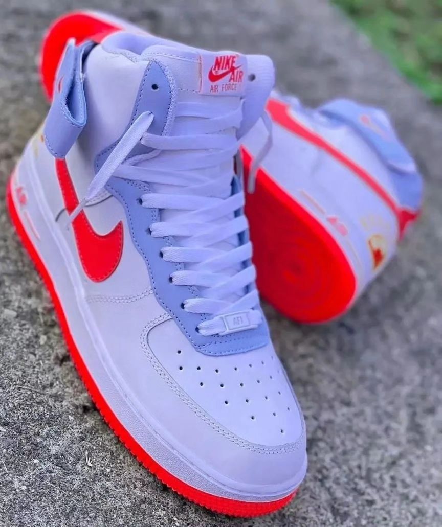 Blue Yellow Pink Swoosh Custom Air Force 1