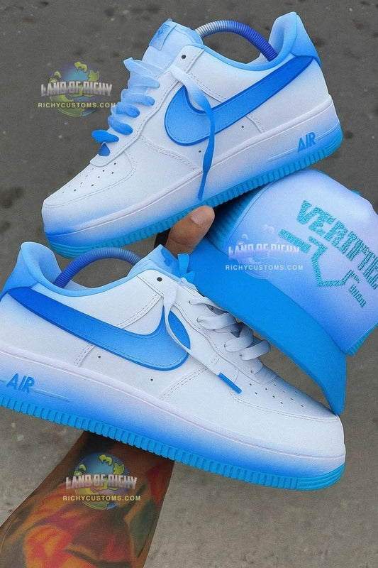 Hand Painted Blue Ombre Custom Air Force 1 Sneakers