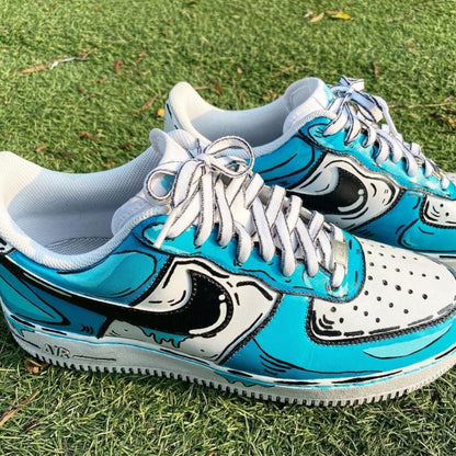 Blue Cartoon Drip Custom Air Force 1