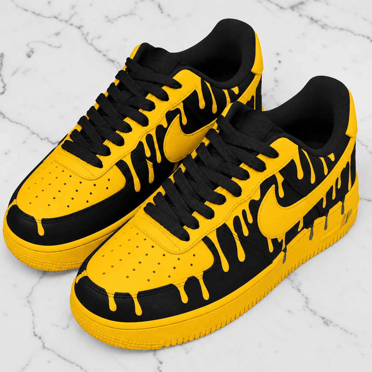 Custom Sneaker Yellow Black Drip